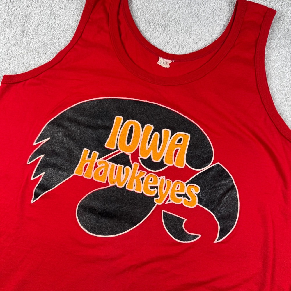 Iowa Hawkeyes Tank Top Men XL Red NCAA College Screen Stars Vtg 80s Tigerhawk